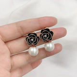 Vintage Pearl Earrings Crystal Pandent Jewelry