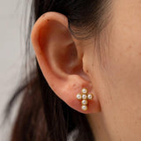 Pearl CZ Moon Star Stud Earrings Cross Shape Golden Jewelry for Women