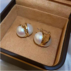Half Ball Pearl Earrings Small Jewelry For Women