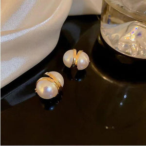 Half Ball Pearl Earrings Small Jewelry For Women