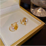 Half Ball Pearl Earrings Small Jewelry For Women