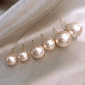 Pink Pearl Ball Stud Earrings 12mm 16mm 20mm for Women