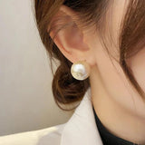 Pink Pearl Ball Stud Earrings 12mm 16mm 20mm for Women