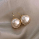 Pink Pearl Ball Stud Earrings 12mm 16mm 20mm for Women