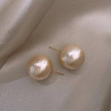 Pink Pearl Ball Stud Earrings 12mm 16mm 20mm for Women