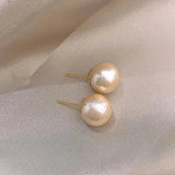 Pink Pearl Ball Stud Earrings 12mm 16mm 20mm for Women