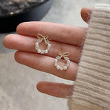 Rhinestone Pearl Stud Earrings Party Wedding Jewelry