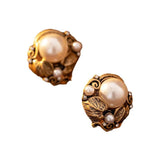 Vintage Temperament Simulated Pearl Stud Earrings 925 Silver Needle