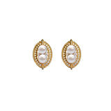 Net Red Pearl Button Earrings High-End French Ladies Accessories
