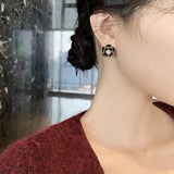 Camellia Pearl Earrings Classic Flower Stud Earrings Lady Wedding Party Jewelry