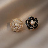 Camellia Pearl Earrings Classic Flower Stud Earrings Lady Wedding Party Jewelry
