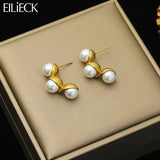 316L Stainless Steel Peanut Pearls Stud Earrings for Women