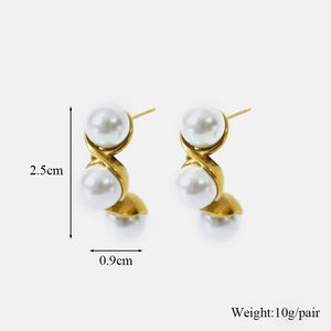 316L Stainless Steel Peanut Pearls Stud Earrings for Women