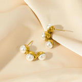316L Stainless Steel Peanut Pearls Stud Earrings for Women