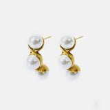 316L Stainless Steel Peanut Pearls Stud Earrings for Women