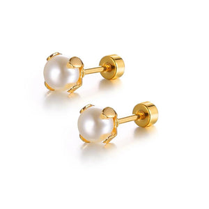 Stainless Steel Simulated Pearl Stud Earrings