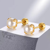 Stainless Steel Simulated Pearl Stud Earrings