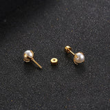 Stainless Steel Simulated Pearl Stud Earrings