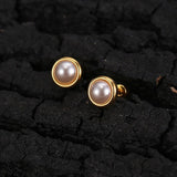 Stainless Steel Simulated Pearl Stud Earrings