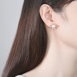 Romantic Pearl Flower Stud Earrings for Party