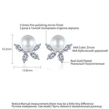 Romantic Pearl Flower Stud Earrings for Party