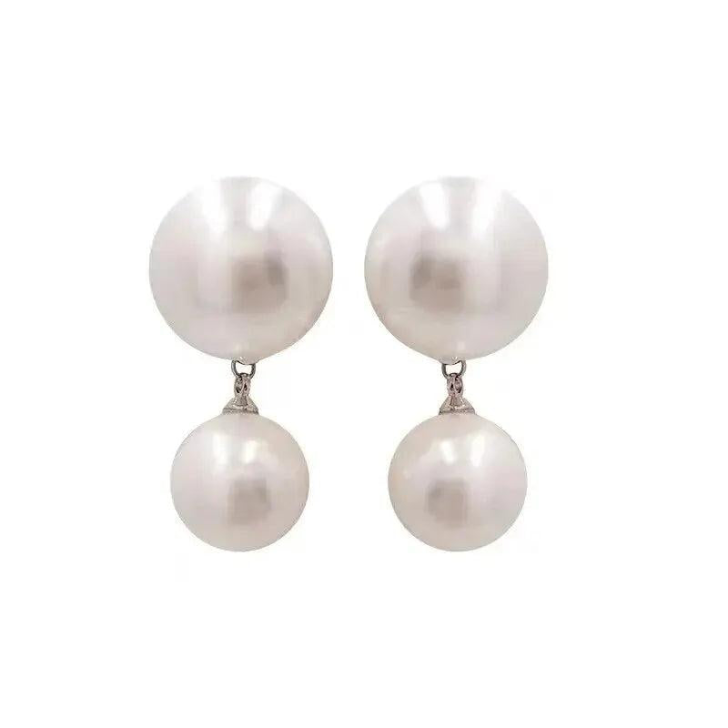 925 Silver Needle Vintage Heberla Style Large Pearl Earrings