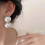 925 Silver Needle Vintage Heberla Style Large Pearl Earrings