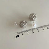 Metal Ball Pearl Stud Earrings Women Jewelry Accessories