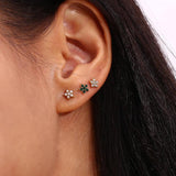 Zircon Pearl Mini Flower Stud Earrings for Women