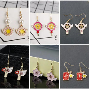 Cardcaptor Sakura Metal Stud Earrings Heart Wing Pearl Earrings