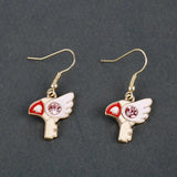 Cardcaptor Sakura Metal Stud Earrings Heart Wing Pearl Earrings