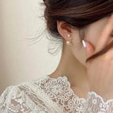 Crystal Zircon Star Pearl Earrings Women Jewelry