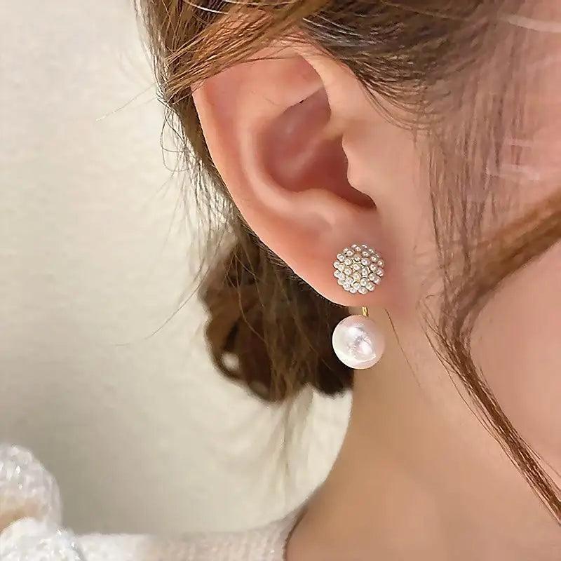Pearl Earrings Front And Back Function Brincos Jewelry