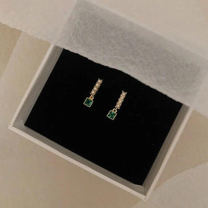 Silver Pearl Green Stone Drop Earrings Retro Party Jewelry