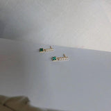 Silver Pearl Green Stone Drop Earrings Retro Party Jewelry
