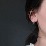 Silver Pearl Green Stone Drop Earrings Retro Party Jewelry