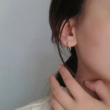 Silver Pearl Green Stone Drop Earrings Retro Party Jewelry