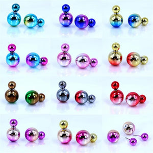 Simulated Pearl Double Side Stud Earrings