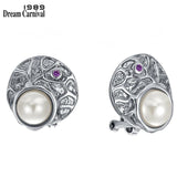 DC1989 Simulated Pearl Round Stud Earrings Antique Jewelry