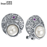 DC1989 Simulated Pearl Round Stud Earrings Antique Jewelry