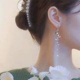 Pearl Tassel Butterfly Flower Earrings
