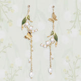 Pearl Tassel Butterfly Flower Earrings