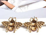 Vintage Bee Stud Earrings with Pearl and Crystal, Party Jewelry