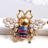 Vintage Bee Stud Earrings with Pearl and Crystal, Party Jewelry