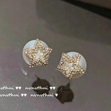 Vintage Zircon Star Pearl Earrings for Women