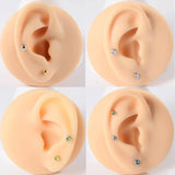12 Pairs Surgical Steel Crystal Ear Piercing Studs Mixed Colors & Pearl 2