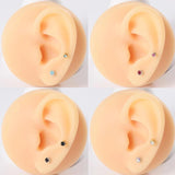 12 Pairs Surgical Steel Crystal Ear Piercing Studs Mixed Colors & Pearl 2