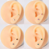 12 Pairs Surgical Steel Crystal Ear Piercing Studs Mixed Colors & Pearl 2