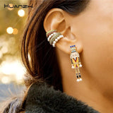 Vintage Enamel Rhinestone Metal Stud Earrings Gift