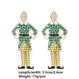 Vintage Enamel Rhinestone Metal Stud Earrings Gift